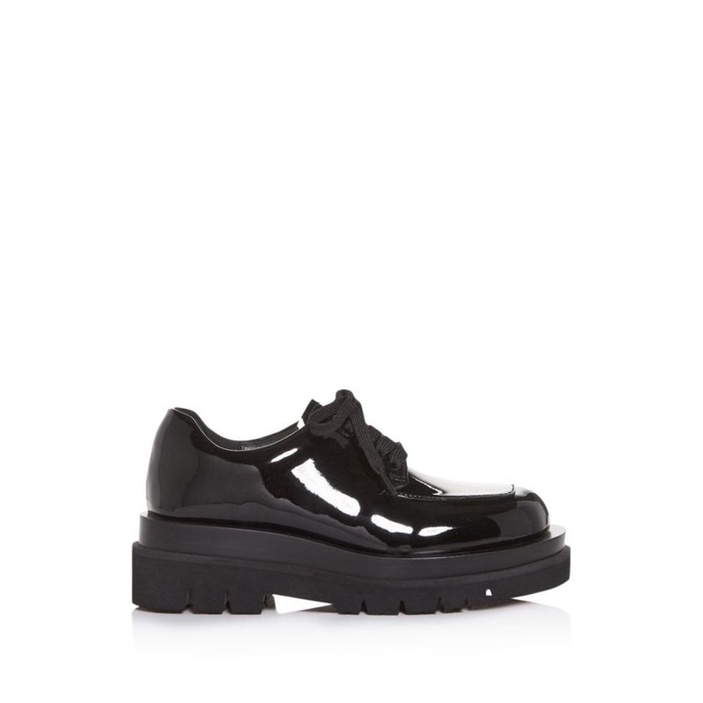 JEFFEREY CAMPBELL Womens Black 1-1/2" Platform Delante Toe Wedge Oxford Shoes 8